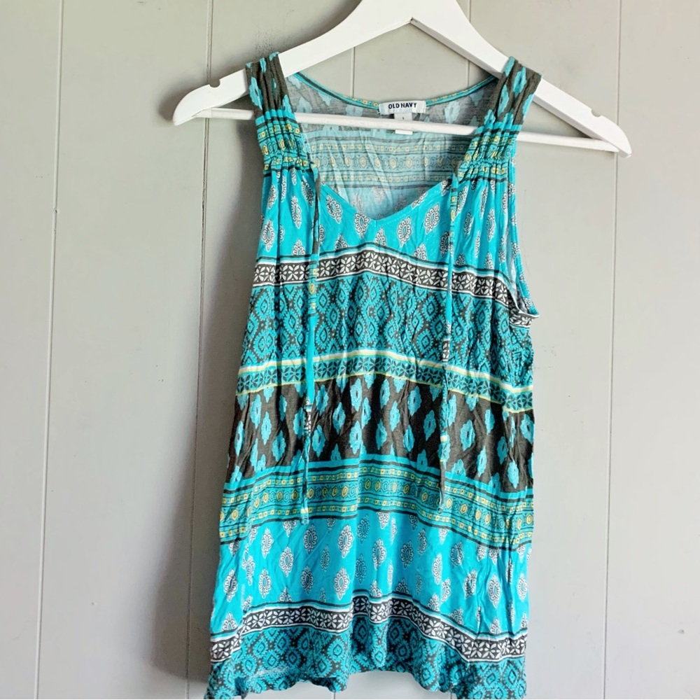 OLD NAVY Teal Flowy Southwestern Tank Top Small